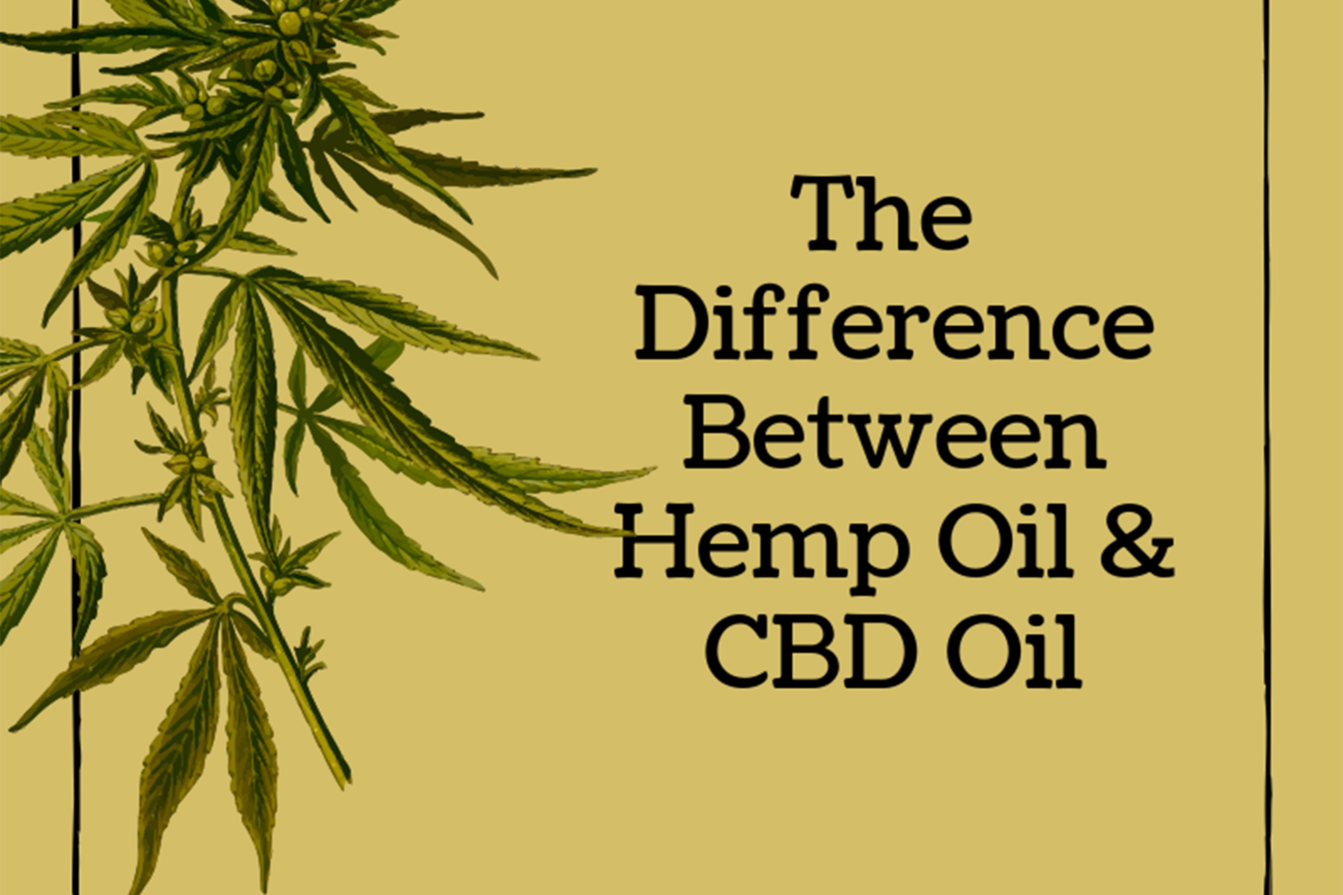 A graphic illustration of Majiruana leaves with text : The Difference Between Hemp Oil & CBD Oil"