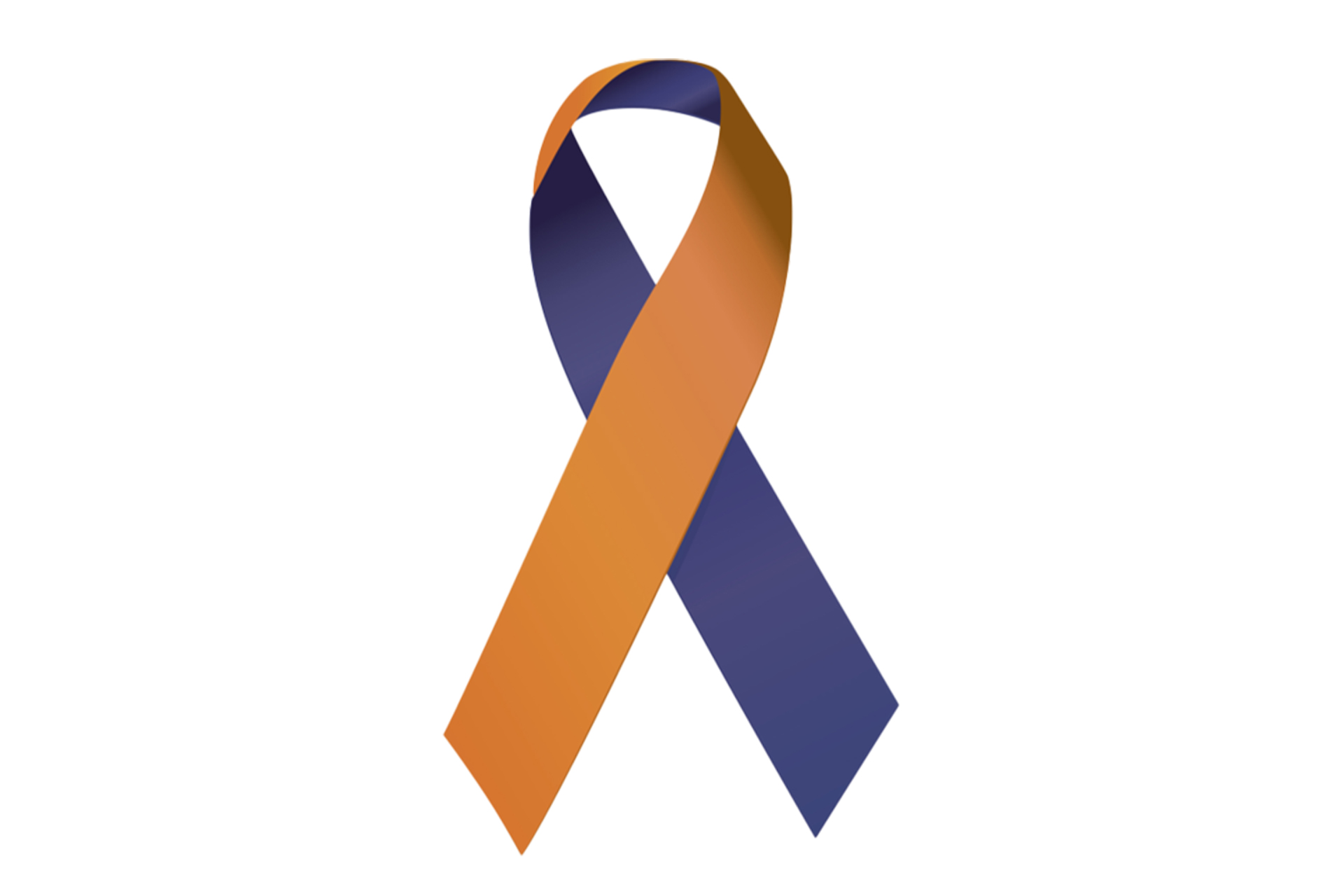 A graphic depiction of an orange and blue ribbon.