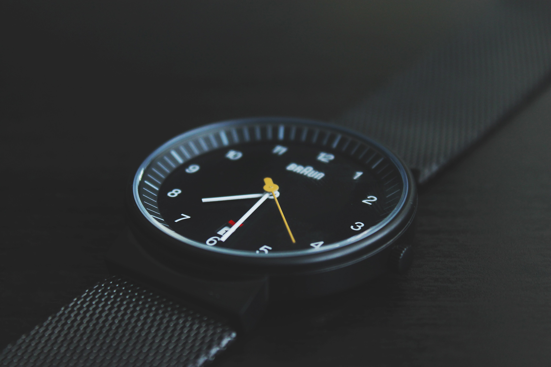 A wristwatch laying on a table